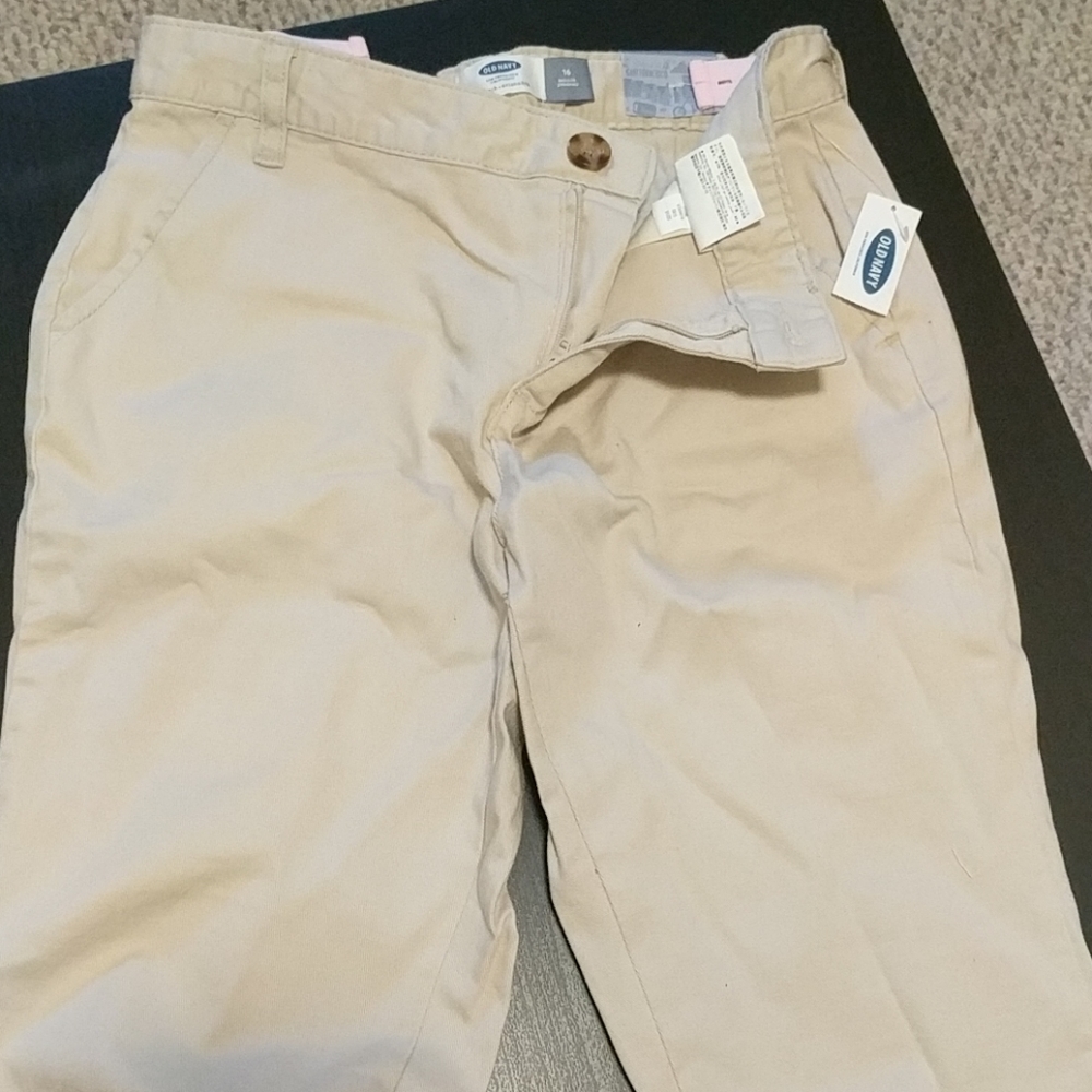 Khaki big girls pants w/elastic adjustable waist - Picture 1 of 5